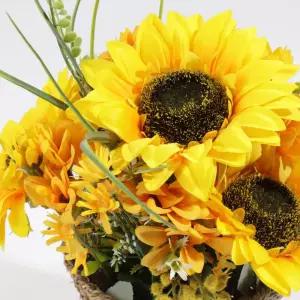 해바리기 조화바구니 화동 벽걸이장식인꽃 인테리어 테이블 용품 소품 장식용 장식 부케 가짜