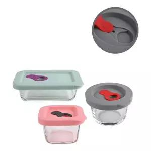 실리콘 오븐 글라스 내열 유리 밀폐 용기 (소)