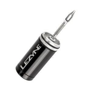 LEZYNE 튜브리스 자전거 타이어 수리 키트 - 도로 산악 및 자갈 펑크 도구 세트 스테인리스 스틸 리머 5개의 추가 택키 플러그가 포함된 휴대용 컴팩트 알루미늄 저장 용기/핸들