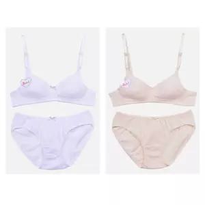 몸에 맞게 잘 설계된 2단계 주니어 AA컵 브라팬티 세트용런닝 초등학생 속옷 여아 데일리 조카선물 편한활