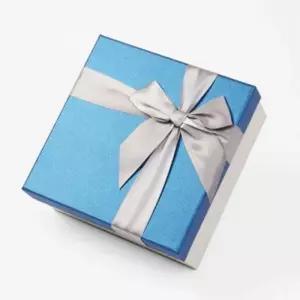 리본 선물상자 2p 세트 블루 21x21cm 포장 박스기념일 케이스