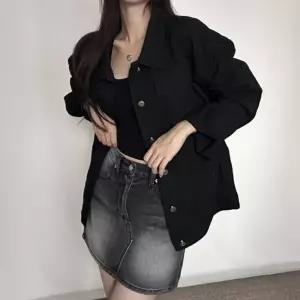 여성 넉넉 여유로운핏 루즈 4계절스타일 데님 자켓반팔 크롭 오버 여자 트위드 린넨 여름 하프 정장 세미