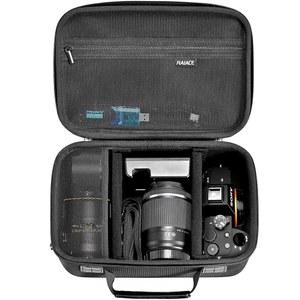 소니호환 알파 7 II III IV /7R V 카메라 니콘 캐논호환 펜탁스호환 등과 호환되는 RAIACE 하드 케이스 렌즈 충전기 케이블 카드 및 액세서리용 메시 포켓이 있는 대용량 케이스.-블랙