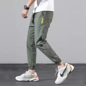 9부 조거팬츠 남성 쿨링 일자 밴딩 캐주얼 바지남자트레이닝복 테크웨어 조커 여름 나일론 카고 남자밴 스