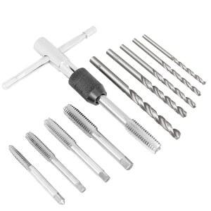 선폭 T핸들 렌치 키트5pcs M3 M4 M5 M6 M8 기계 나사 세트 탭핑 나사산 도구 5pcs 트위스트 드릴 비트 포함