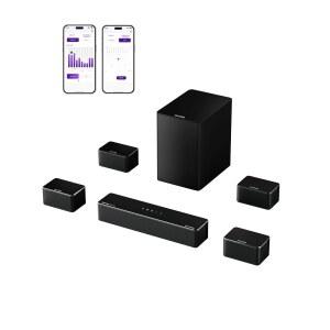 ULTIMEA 7.1Ch 사운드바돌비 애트모스 포함 앱 제어 TV용 서라운드 사운드 시스템 유선 스피커 4개 사운드바6.5인치 무선 서브우퍼 사운드바 포세이돈 D80 업그레이드