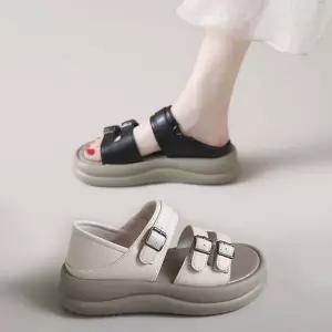 20대 30대 여성 외출 스타일 여름 바캉스 버클 샌들 Eeh7+2oLi