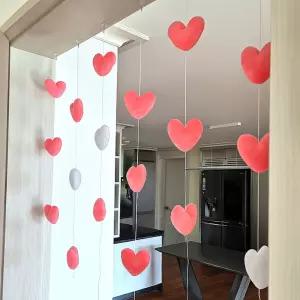 2컬러 하트 장식 문 커튼 실커튼 공간분리 인테리어화장가림 입구막 대형막 부엌 인테리어천 가리개 바란스