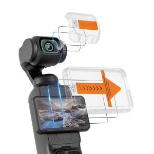 자동 정렬 설치 키트가 포함된 DJI 호환 포켓 3 액세서리용 Tomat AR 스크린 프로텍터 오스모 스크린용 반사 방지 HD 강화 유리 필름 렌 2팩