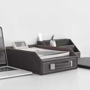 대표이사 임원 서류정리함 가죽 서랍 트레이책상 사무용품 오피스 문서 보관함 데스크 고급