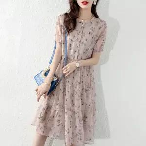 아레니아 여름 원피스 여성 공주 반팔 쉬폰 미디 슬리브 여자 꽃무늬 캐주얼 K1853 프릴 미니 하객룩 데이