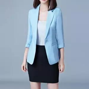 여성 여름 간절기 린넨 7부 소매 정장 숏 자켓봄칼라 컬러재킷 간자켓 신상