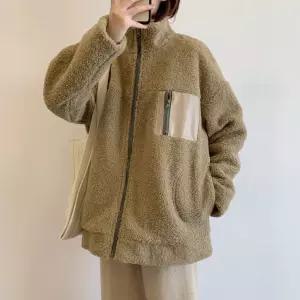 여성 봄 겨울 간절기 양털 뽀글이 집업 포켓 숏자켓점퍼 뽀이 가을 간자켓 뽀이재킷