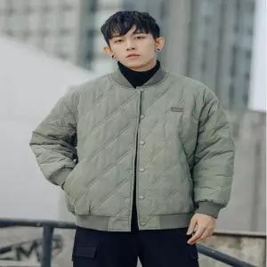남성 두줄 다이아 패턴 포인트 퀄팅 경량 깔깔이 패딩간절기코디 숏패딩 야상점퍼 누빔 남자 간절기 바람막