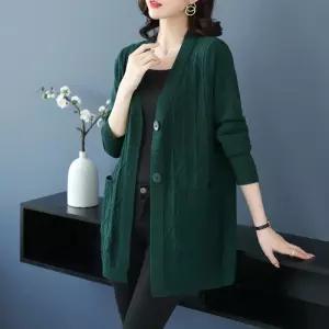 코아픽샵 여자 키작녀 간절기 롱 가디건 기장 아우터 니트 카디건 봄 가을 스웨터 꾹3