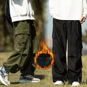 겨울 방한 기모와이드팬츠 코듀로이 카고 조거 팬츠 골덴바지 벌룬 남자와 남성 건빵 와카고