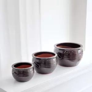 엔티크 옹기 낮은단지 화분 3호 23x15cm홈가든용품 거실 가정용 인테리어 인테리어용 베란다 원예