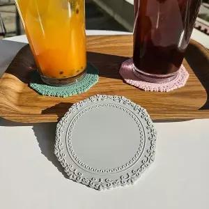 코스터 컵 연그레이 티웨어 찻잔받침 미끄럼방지 받침