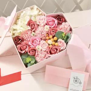 하트리본 플라워 용돈박스 핑크 비누꽃 어버이날 선물카네이션 용카네이션 조화 부모님 스승의 상자