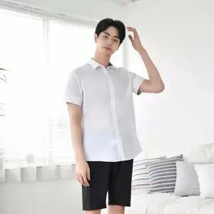 교복몰 빅사이즈 남자 화이트 스판 반팔 셔츠 남방 학생 하복 큰반팔 와이