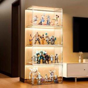 피규어 케이스 전시대 보관 3단 투명 33x45x66cm 2단 선반