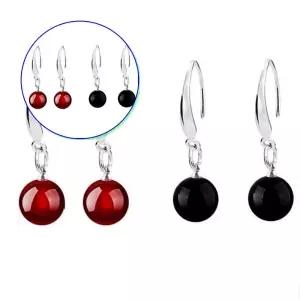 쌍문상회 지금 필요한 천연원석 오닉스 마노 레드 블랙 S925 보석 귀걸이