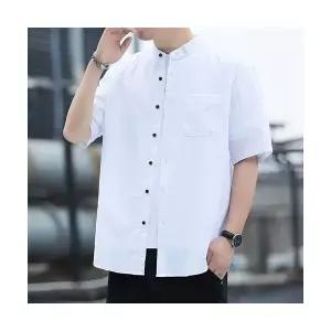 야무치 남자 데일리룩 셔츠 솔리드 면 빈티지 차이나 빅사이즈 캐주얼 반팔 KUK2