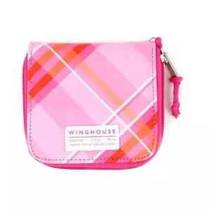 핑크 체크 목걸이 지갑지퍼 카드월렛 케이스 홀더