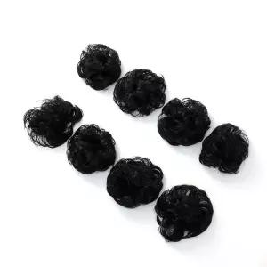 가발 8p세트 검정 곱창밴드 올림머리 만두 머리끈 부분 곱슬 웨이브 당고 똥머리