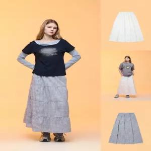 [인터크루]여성) 시어서커 티어드 롱 스커트 ITA2SL51A_CC