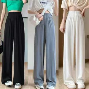 여성 시원한 냉감 쿨링 플리츠 팬츠 LM-0055고무줄바지 홈웨어 스트릿패션 와이드 얇은 주름 바캉스 냉장고