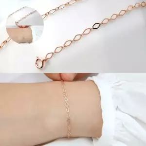 마름모 체인 레이어드 로즈골드 팔찌 14K