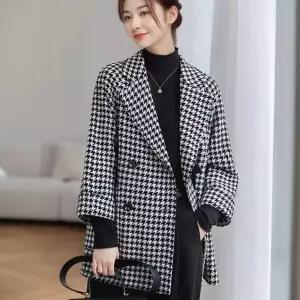 봄 가을 세련 하운드체크 코트 재킷 아우터 F124731아