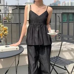 [하프클럽/]여자 논페이드 캉캉 데님 끈 나시