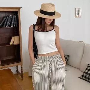 [하프클럽/]여자 끈 배색 베이직 골지 캡 나시