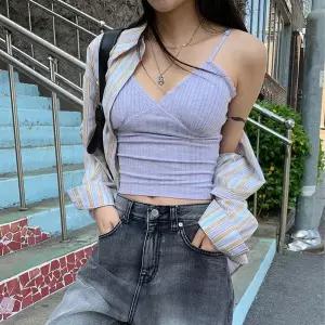 [하프클럽/]여자 캡 끈 미니멀리즘 골지 레이스 나시