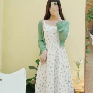 아레니아 끈나시 원피스 여성용 여름 롱 꽃무늬 여자 가을 휴양지 K1824 바캉스룩 시원한 레이어드 플라워