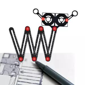 6관절 마킹 자 타일 목공 각도 측정 모형 재단공구 곡선 연귀 틈새게이지 각도기