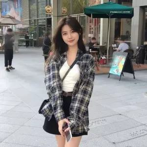 마이빌롱스 여자 남자 캐쥬얼 오버핏 남방 체크 셔츠여성용블라우스 기본 쇼핑몰 캐남방 코디 무늬 긴팔 빅