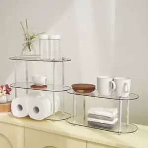 심플 조립형 미니 투명 선반 2단집들이선물 책상수납함 데스크 정리대 화장품정리함 꾸미기