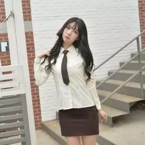 교복몰 스판 사계절 치마 밤색 학생 스커트