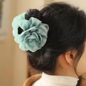 (엔젤슈슈) 쉬폰 플라워 집게핀(민트)머리 머리삔 헤어삔 올림 바나나 악세사리 긴머리 집게삔