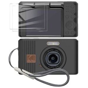 2PCS 스크린 프로텍터와 랜야드가 장착된 코닥 픽스 프로 C1 디지털 카메라용 테듀백스 실리콘 케이스 - 블랙