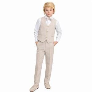 릴랙스 보이즈 정장 4피스 조끼 바지 넥타이 드레스웨어 정장 세트