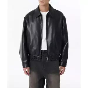 MUSINSA STANDARD 신세틱 레더 오버사이즈 블루종 재킷 [블랙] 384026