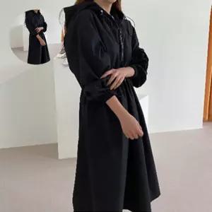 아노락 일체형 후드 롱원피스 바스락 허리스트링