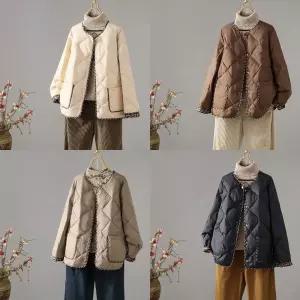 여성 똑딱이 단추 경량 누빔 라운드넥 자켓패딩 여자 숏패딩 겨울 점퍼 퀼팅 패딩