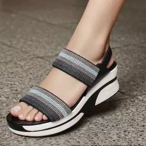 편안한 여성 스트랩 통굽 샌들 여름 플랫폼 슈즈 신발 스샌들 밴딩 쿠션 키높이 스포츠 캐주얼 데일리센들
