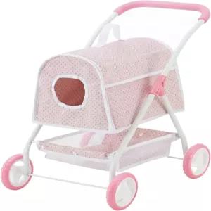 올리비아의 리틀 월드 물방울무늬 공주 인형 동물 유모차 탈부착 가능한 장난감 반려동물 캐리어 - 3년