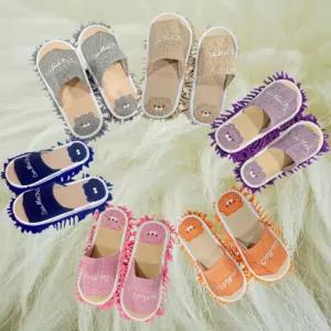 좋은 품질 1+1 극세사 분리형 린넨 곰돌이 청소걸레신발 거실실내화 슬리퍼 털슬리퍼